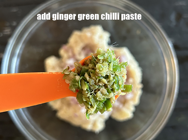 Step 18 – Add&nbsp;<meta charset="UTF-8" />1 tsp&nbsp;<a href="glossary-ginger-green-chilli-paste-adrak-mirch-ki-paste-adrak-mirchi-paste-139i">ginger-green chilli paste</a>.