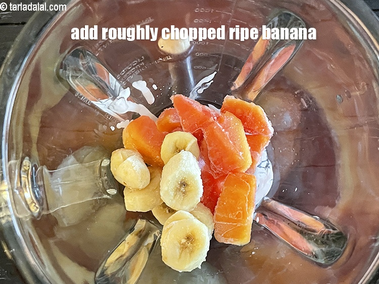 Step 7 – Add&nbsp;<meta charset="UTF-8" />1&nbsp;ripe&nbsp;<a href="glossary-banana-kela-17i">banana</a>&nbsp;, roughly chopped. <u><em>Add more banana to adjust the sweetness of the …