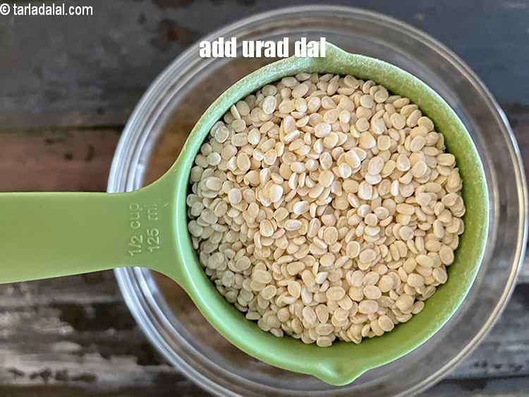 Step 5 – Add&nbsp;<meta charset="UTF-8" />1/2&nbsp;cup&nbsp;<a href="glossary-urad-dal-split-black-lentil-941i">urad dal (split black lentils)</a>.