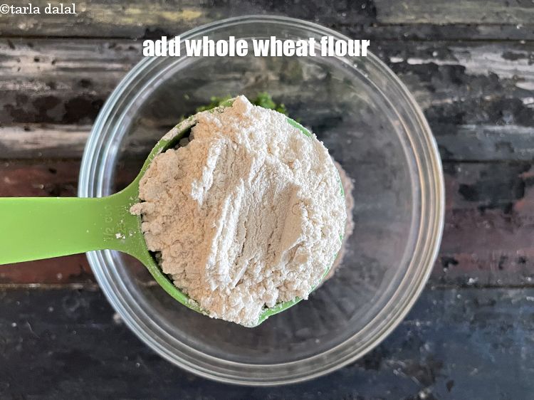 Step 6 – Add&nbsp;<meta charset="UTF-8" />1/2 cup&nbsp;<a href="glossary-whole-wheat-flour-gehun-ka-atta-gehun-ka-aata-429i">whole wheat flour (gehun ka atta)</a>.