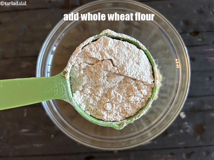 Step 6 – Add&nbsp;<meta charset="UTF-8" />1/2 cup&nbsp;<a href="glossary-whole-wheat-flour-gehun-ka-atta-gehun-ka-aata-429i">whole wheat flour (gehun ka atta)</a>.