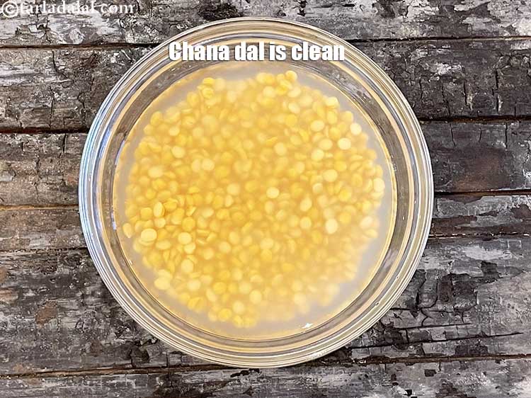 Step 10 – Soak <meta charset="UTF-8" />1/4&nbsp;cup&nbsp;<a href="glossary-chana-dal-split-bengal-gram-285i">chana dal (split bengal gram)</a> in enough hot water for 2 …