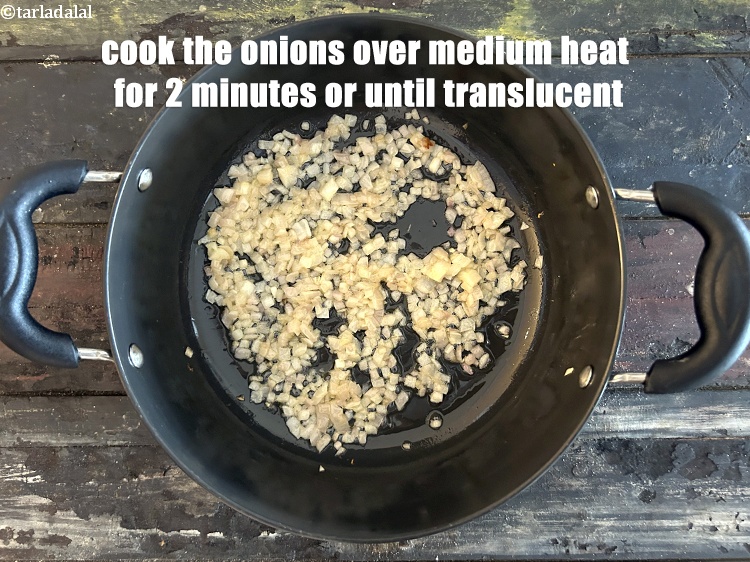 Step 11 – Cook the onions over medium heat for 2 minutes, or until they are soft and …