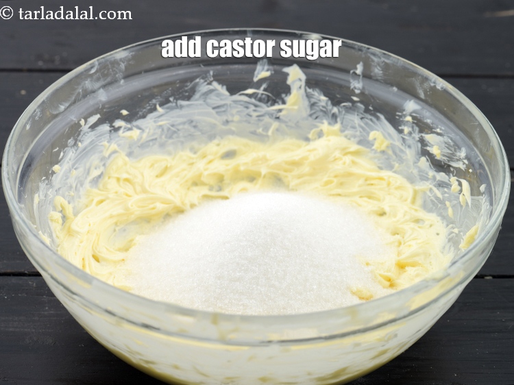 Step 5 – Add &frac34; cup <a href="https://www.tarladalal.com/glossary-castor-sugar-279i">castor sugar</a>.
