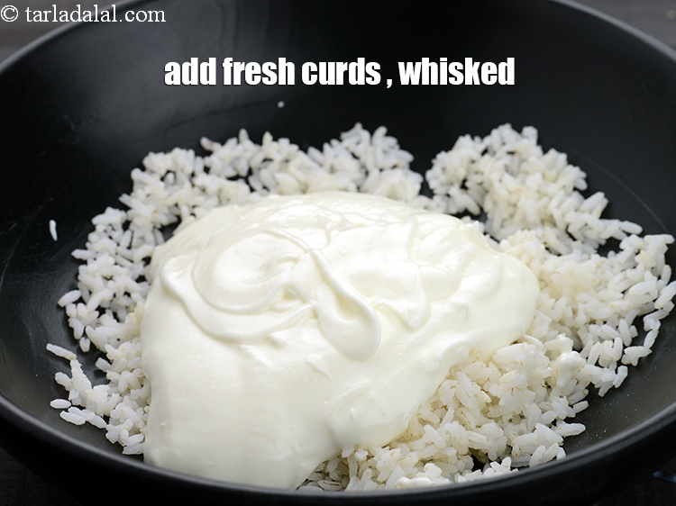 Step 6 – Add 1 cup&nbsp;fresh&nbsp;<a href="https://www.tarladalal.com/glossary-curd-dahi-yogurt-yoghurt-383i">curds (dahi)</a>&nbsp;, whisked.&nbsp;