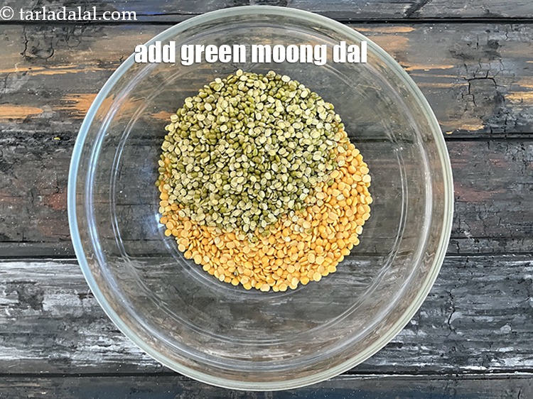 Step 5 – Add green moong dal.