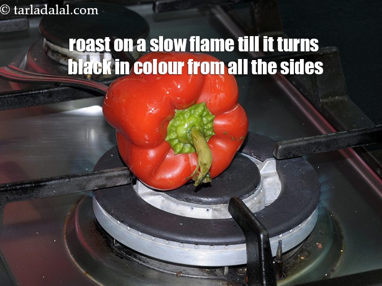 Step 5 – Roast on a slow flame till it turns black in colour from all the sides.