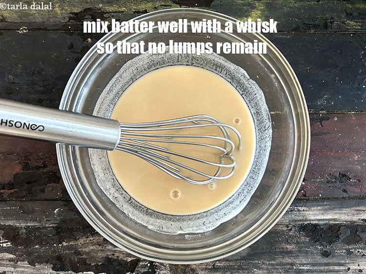 Step 20 – Mix batter well with a whisk&nbsp;so that&nbsp;no lumps remain.