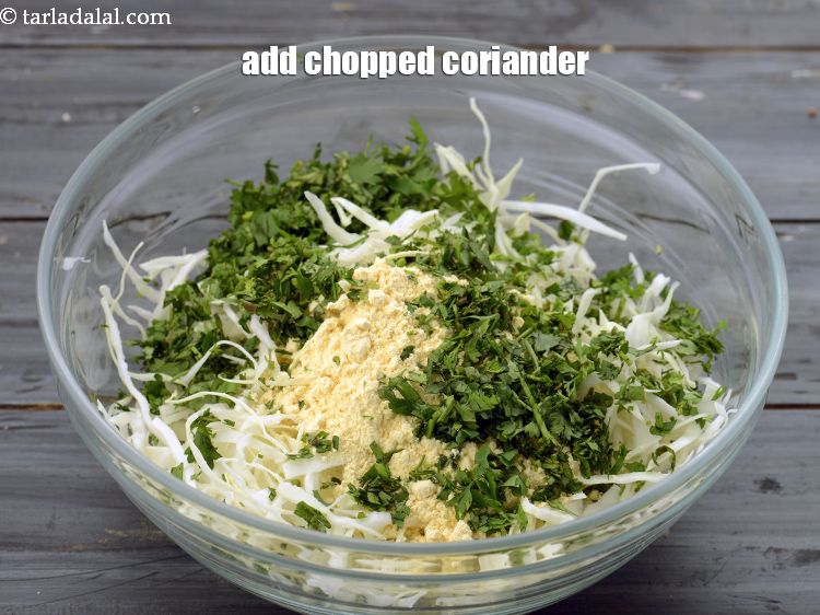 Step 6 – Add 1/4 cup&nbsp;finely&nbsp;<a href="https://www.tarladalal.com/glossary-chopped-coriander-783i">chopped coriander (dhania)</a>.