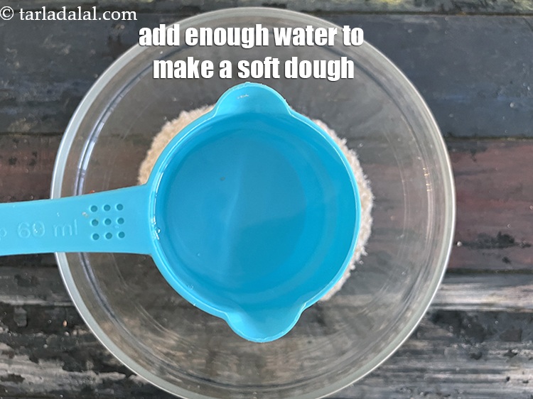 Step 7 – Add enough water to make a soft dough. We added 1/2 cup water and then …
