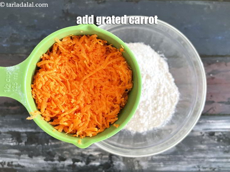 Step 5 – Add&nbsp;<meta charset="UTF-8" />1/4 cup&nbsp;<a href="glossary-grated-carrot-816i">grated carrot</a>.