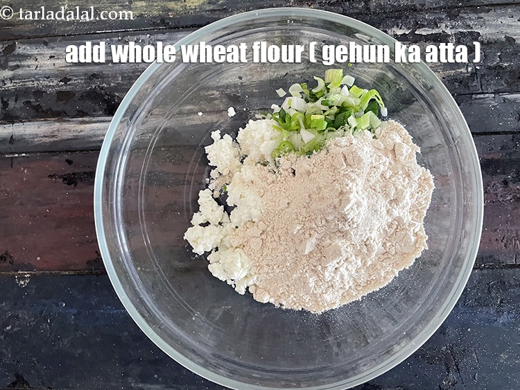 Step 7 – Add&nbsp;<meta charset="UTF-8" />3/4 cup&nbsp;<a href="glossary-whole-wheat-flour-gehun-ka-atta-gehun-ka-aata-429i">whole wheat flour (gehun ka atta)</a>.