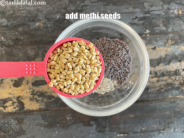 Step 14 – <meta charset="UTF-8" />Add&nbsp;1 tbsp&nbsp;<a href="glossary-fenugreek-seeds-methi-dana-methi-ke-dane-methi-seeds-991i">fenugreek (methi) seeds</a>.&nbsp;