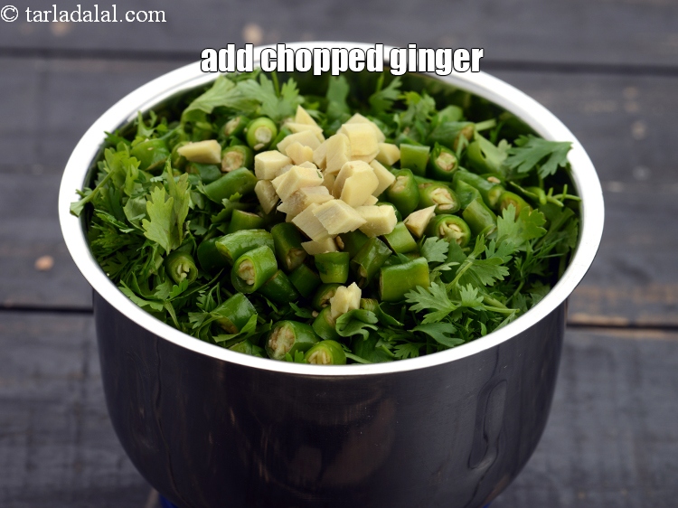 Step 10 – Add 1 tsp&nbsp;<a href="https://www.tarladalal.com/glossary-chopped-ginger-786i">chopped ginger (adrak)</a>.