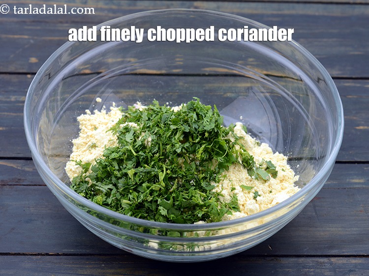 Step 6 – Add 1/4 cup finely <a href="https://www.tarladalal.com/glossary-chopped-coriander-783i">chopped coriander (dhania)</a>.