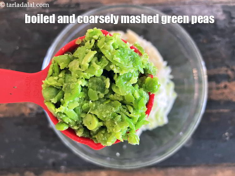 Step 10 – Add&nbsp;<meta charset="UTF-8" />1/4 cup&nbsp;<a href="glossary-boiled-and-crushed-green-peas-2211i">boiled and coarsely mashed green pea</a>s.