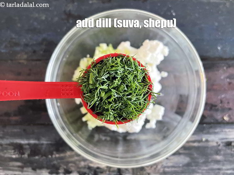 Step 5 – Add&nbsp;<meta charset="UTF-8" />1 tbsp&nbsp;<a href="glossary-chopped-dill-leaves-1849i">finely chopped dill (shepu / suva bhaji)</a>.
