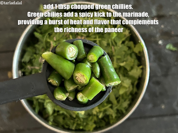 Step 6 – Add&nbsp;<meta charset="UTF-8" />1 tbsp&nbsp;<a href="glossary-chopped-green-chilli-820i">chopped green chillies</a>.&nbsp;Green chilies add a spicy kick to the marinade,&nbsp;providing …