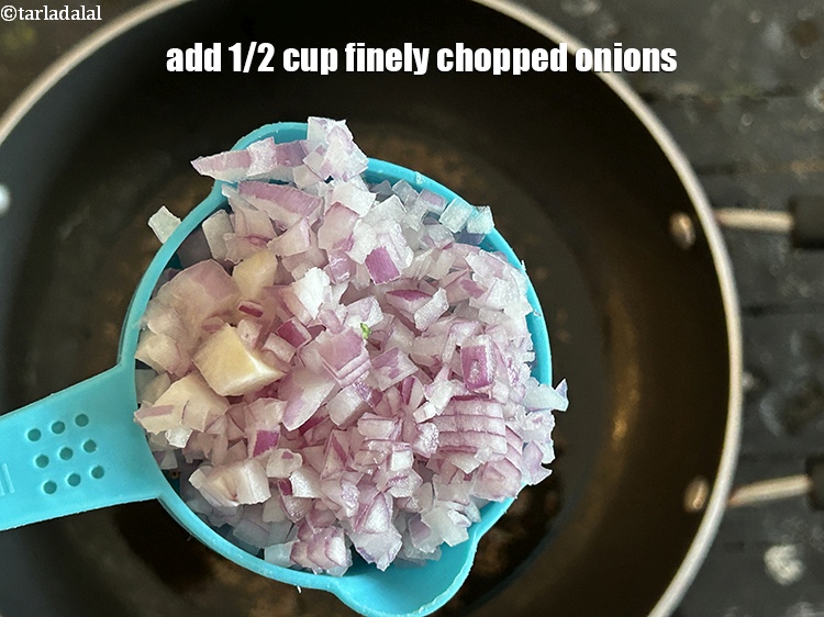 Step 12 – Add&nbsp;<meta charset="UTF-8" />1/2 cup&nbsp;finely&nbsp;<a href="glossary-chopped-onions-722i">chopped onions</a>.&nbsp;Sauteed onions add a touch of natural sweetness to the …