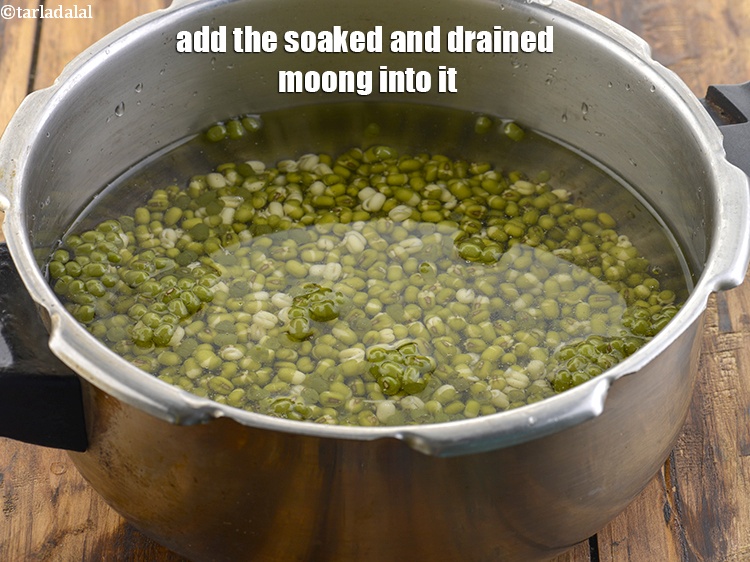 Step 8 – Add the soaked and drained moong into it.