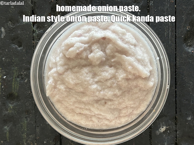 Step 6 – Homemade onion paste. Indian style onion paste. Quick kanda paste.