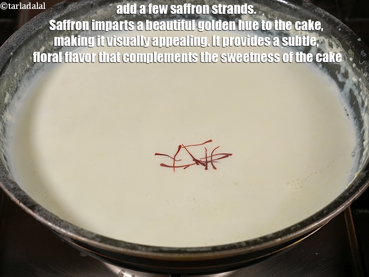 Step 6 – Add a few <a href="https://www.tarladalal.com/glossary-saffron-kesar-520i">saffron (kesar) strands</a>. Saffron imparts a beautiful golden hue to the …