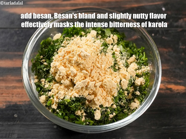 Step 6 – Add 2 tbsp <a href="https://www.tarladalal.com/glossary-besan-chana-dal-flour-bengal-gram-flour-952i">besan (bengal gram flour)</a>. Besan&#39;s bland and slightly nutty flavor effectively …