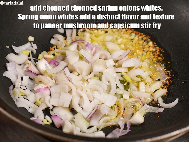 Step 6 – Add &frac12; cup chopped <a href="https://www.tarladalal.com/glossary-chopped-spring-onion-whites-815i">chopped spring onions whites</a>. Spring onion whites add a distinct …