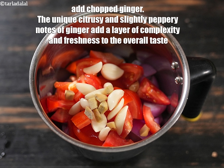 Step 6 – Add 1 tsp <a href="https://www.tarladalal.com/glossary-chopped-ginger-786i">chopped ginger (adrak)</a>. The unique citrusy and slightly peppery notes of …
