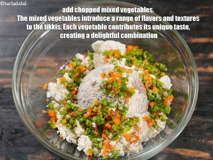 Step 6 – Add &frac14; cup <a href="https://www.tarladalal.com/glossary-chopped-mixed-vegetables-782i">chopped mixed vegetables</a>. The mixed vegetables introduce a range of flavors …