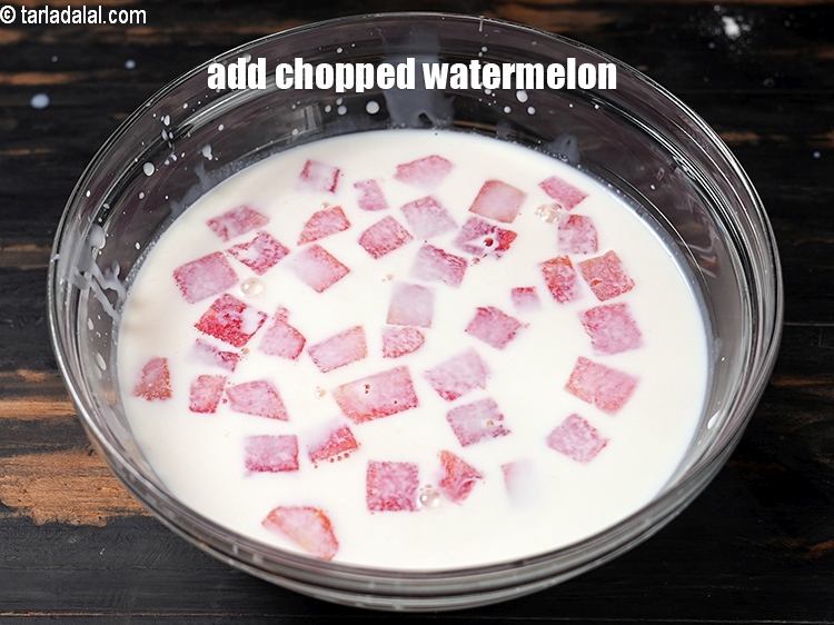 Step 6 – Add 2 cups of chopped watermelon.