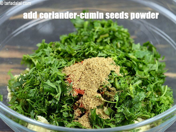 Step 6 – Add 1/2 tsp <a href="https://www.tarladalal.com/glossary-coriander-cumin-seeds-powder-dhania-jeera-powder-375i">coriander-cumin seeds (dhania-jeera) powder</a>.