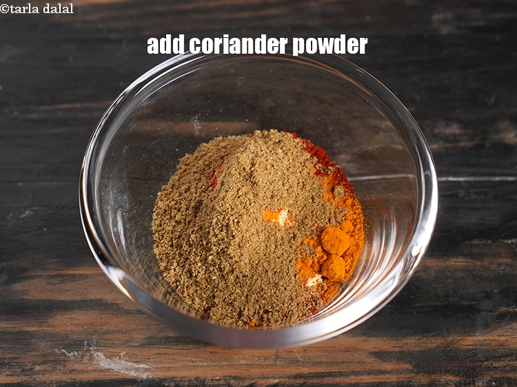 Step 6 – Add 2 tsp <a href="https://www.tarladalal.com/glossary-coriander-powder-dhania-powder-370i">coriander (dhania) powder</a>.