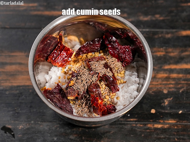 Step 6 – Add 1 tsp <a href="https://www.tarladalal.com/glossary-cumin-seeds-jeera-zeera-381i">cumin seeds (jeera)</a>.