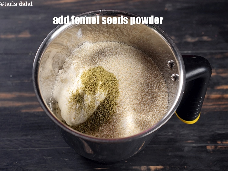 Step 18 – Add &frac12; tsp <a href="https://www.tarladalal.com/glossary-fennel-seeds-powder-411i">fennel seeds (saunf) powder</a>.