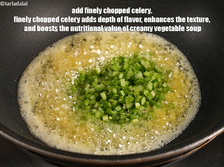 Step 6 – <p>Add ¼ cup finely <a href="https://www.tarladalal.com/glossary-chopped-celery-799i">chopped celery (ajmoda)</a>. finely chopped celery adds depth of flavor, …