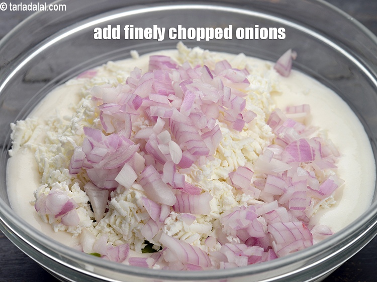 Step 6 – Add &frac14; cup finely chopped onions.