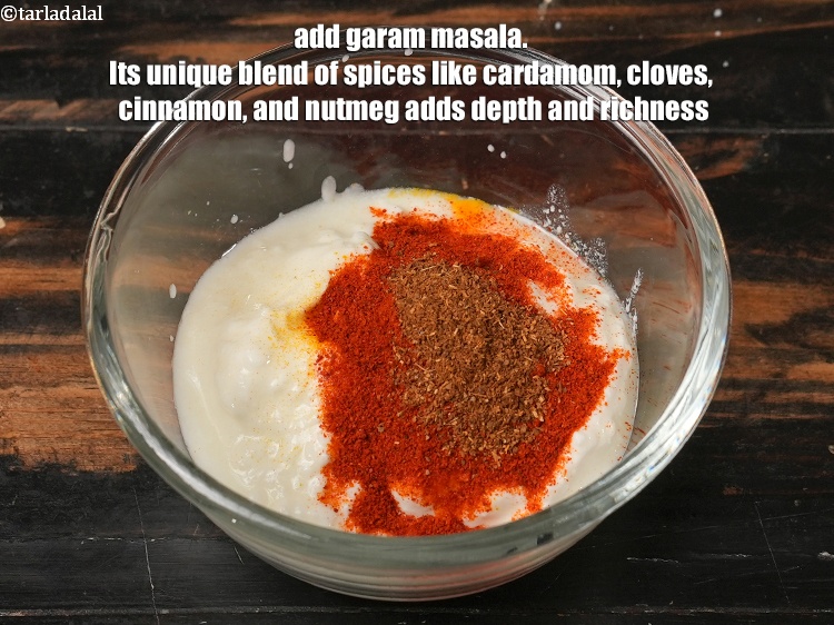 Step 6 – Add &frac12; tsp <a href="https://www.tarladalal.com/glossary-garam-masala-296i">garam masala</a>. Its unique blend of spices like cardamom, cloves, cinnamon, …