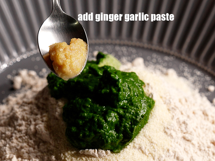 Step 6 – Add &frac12; tsp ginger garlic paste.