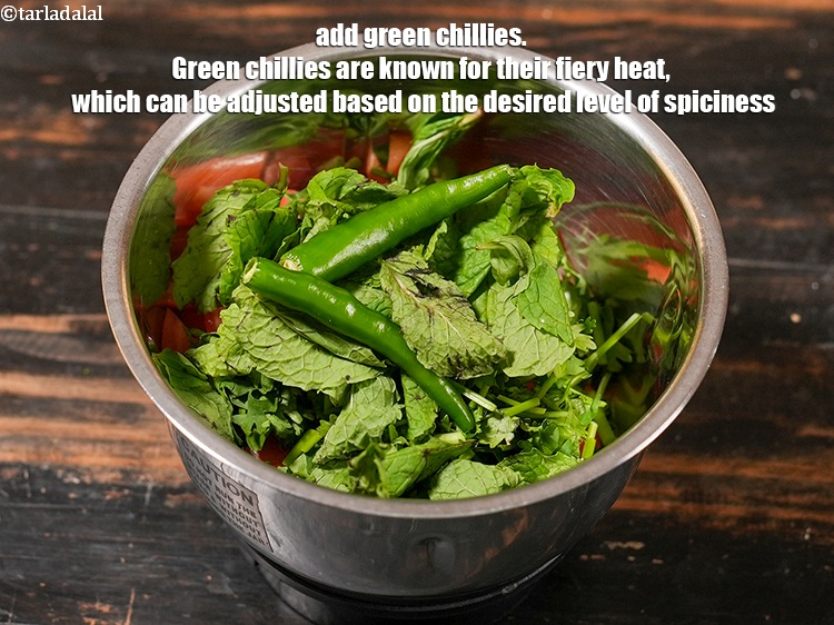 Step 6 – Add 2 <a href="https://www.tarladalal.com/glossary-chopped-green-chilli-820i">green chillies</a>. Green chillies are known for their fiery heat, which can …