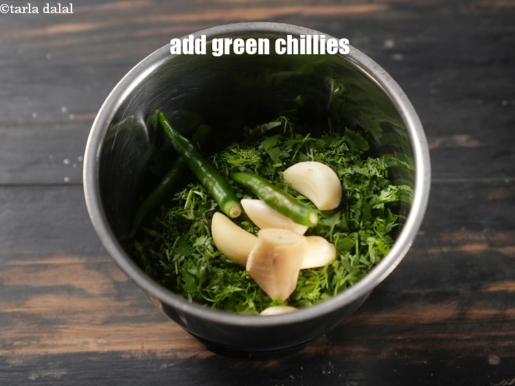 Step 6 – Add 3 green chillies.