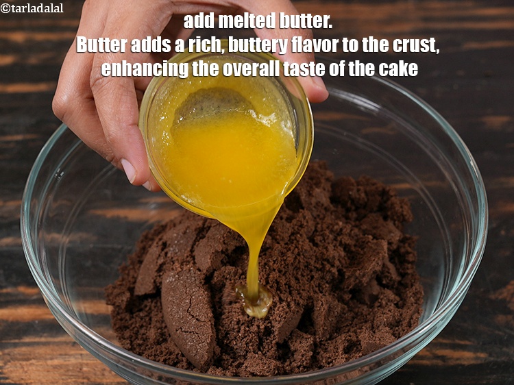 Step 6 – Add 3 tbsp <a href="https://www.tarladalal.com/glossary-melted-butter-1941i">melted butter</a>. Butter adds a rich, buttery flavor to the crust, …