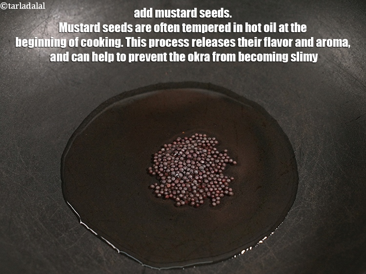 Step 6 – Add &frac12; tsp <a href="https://www.tarladalal.com/glossary-mustard-seeds-sarson-rai-sarson-ke-beej-525i">mustard seeds ( rai / sarson)</a>. Mustard seeds are often tempered …