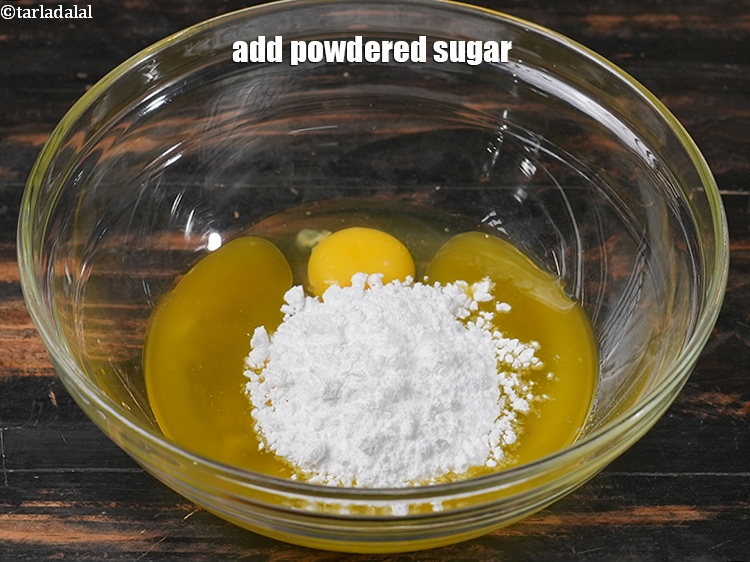 Step 6 – Add 1/4 cup&nbsp;<a href="https://www.tarladalal.com/glossary-powdered-sugar-280i">powdered sugar</a>.