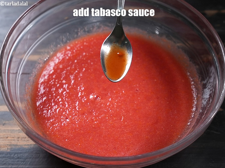 Step 14 – Add 1/4 tsp <a href="https://www.tarladalal.com/glossary-tabasco-sauce-629i">tabasco sauce</a>.