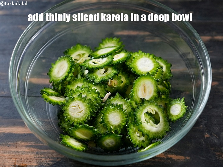 Step 6 – To make <strong>karela chips recipe | bitter gourd chips | how to make crispy karela …