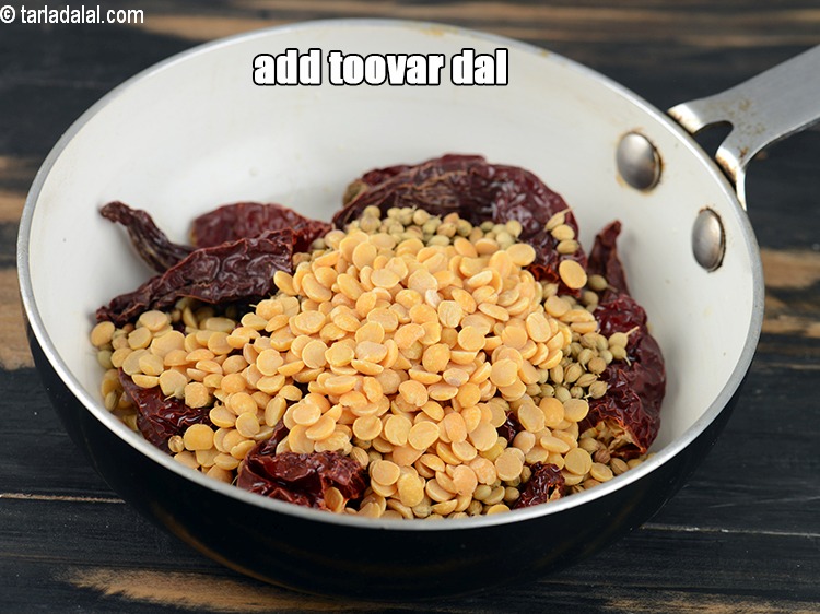Step 7 – Add 2 tbsp&nbsp;<a href="https://www.tarladalal.com/glossary-toovar-dal-arhar-dal-toor-dal-split-pigeon-peas-tur-dal-955i">toovar (arhar) dal</a>.