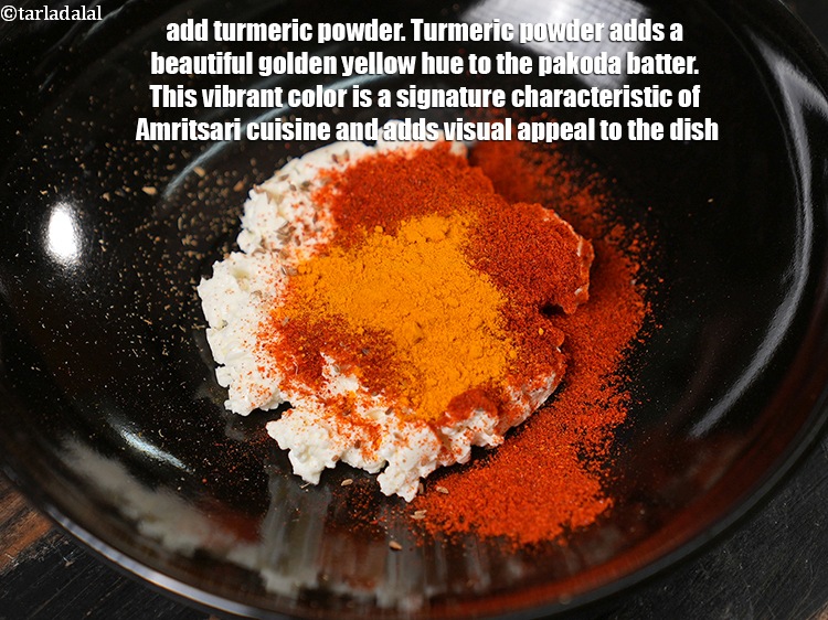 Step 6 – Add &frac14; tsp <a href="https://www.tarladalal.com/glossary-turmeric-powder-haldi-645i">turmeric powder (haldi)</a>. Turmeric powder adds a beautiful golden yellow hue …