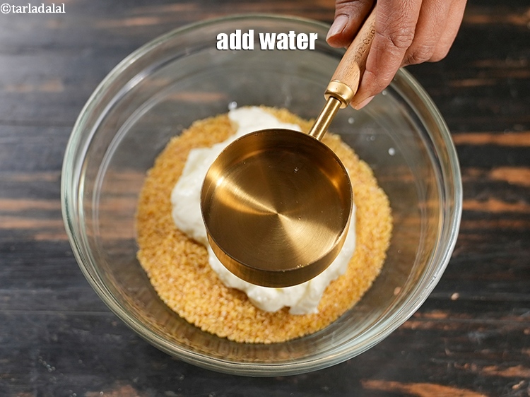 Step 6 – Add &frac12; cup water.