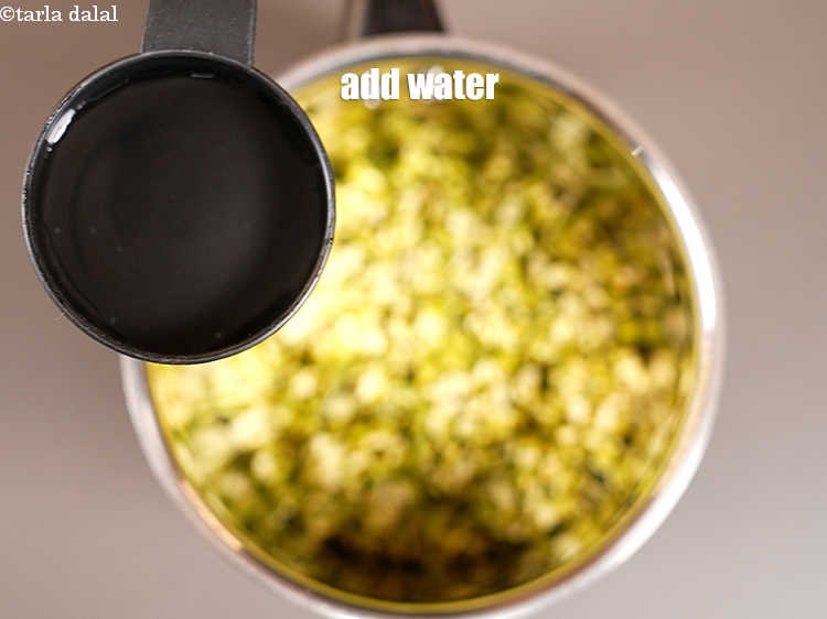 Step 6 – Add &frac14; cup of water.